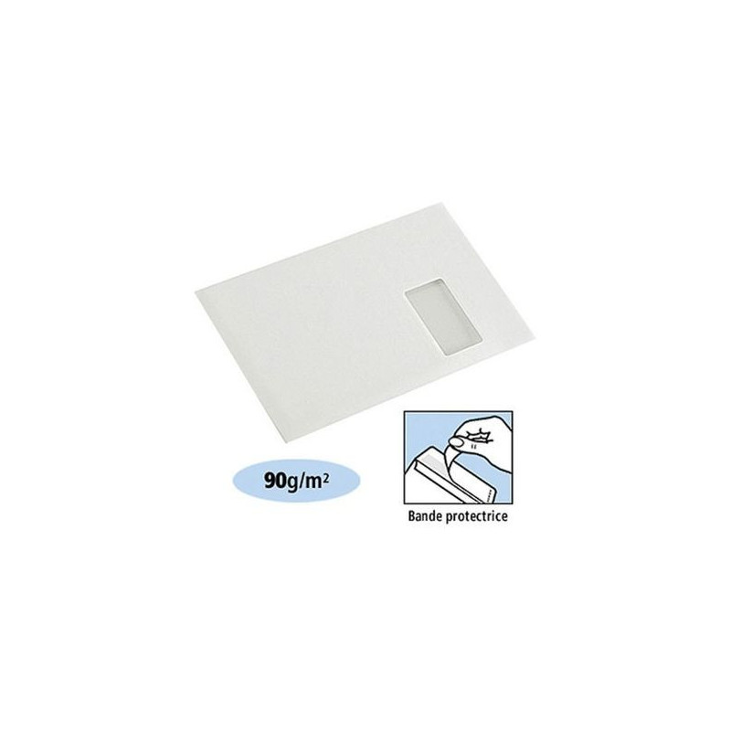 Boîte de 250 pochettes blanches C4 229x324 90 g/m² fenêtre 110X50